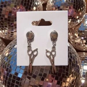 Silver Scissors Dangle Earrings